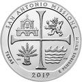 2019 5 oz ATB San Antonio Missions Silver Coin - BU