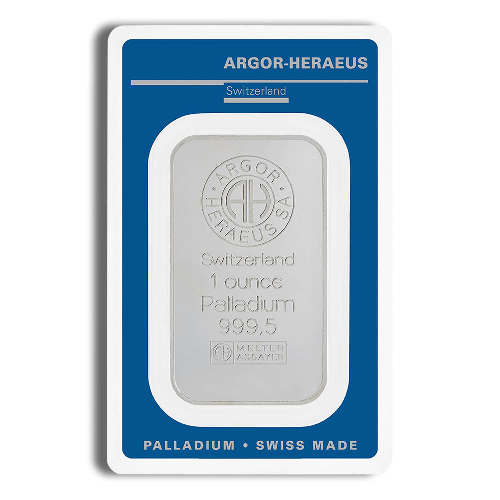1 oz Palladium Bar - Argor-Heraeus (Carded)